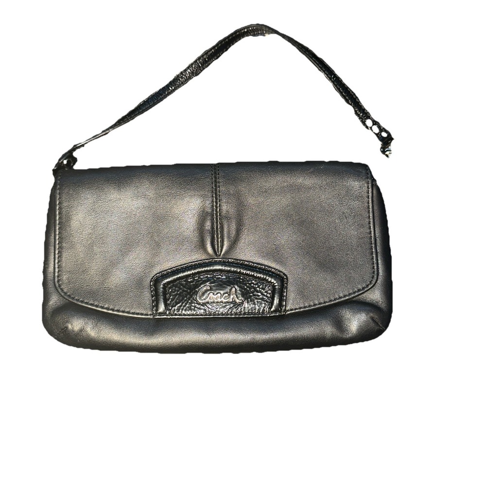 COACH Ashley Black Leather Wristlet Clutch Mini Bag Minimalist Y2K 2000s